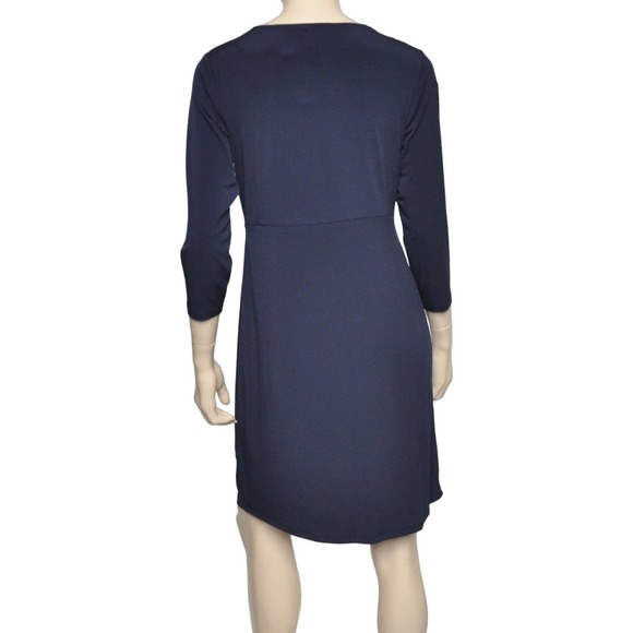 Michael Kors Matte Jersey V-Neck 3/4 Sleeve Shift Dress Real Navy 4/8 $130 Nwt - Picture 5 of 5